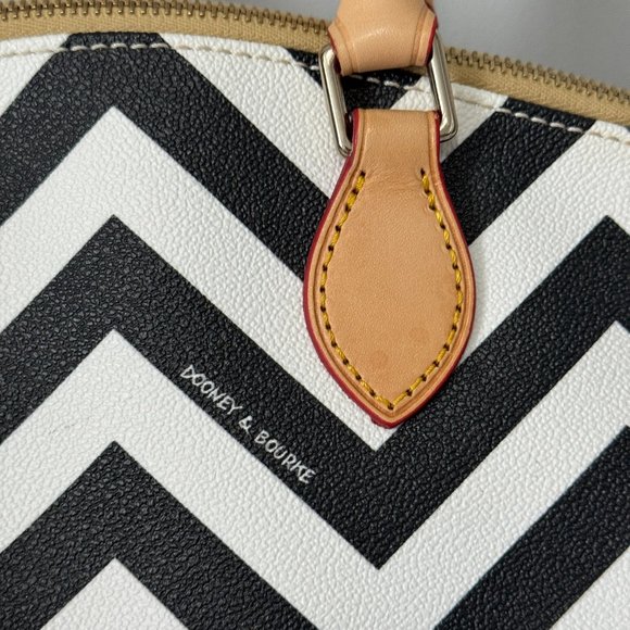 Dooney & Bourke Chevron Leather Satchel Bag | Black and White Geometric … - Picture 8 of 16